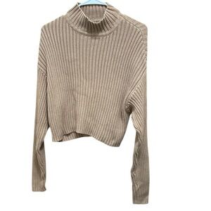 La Hearts Ribbed Knit Tan Turtleneck Top size medium